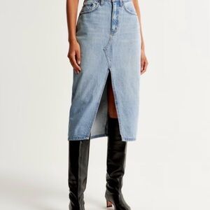 Abercrombie & Fitch 25P High Rise Denim Midi Skirt